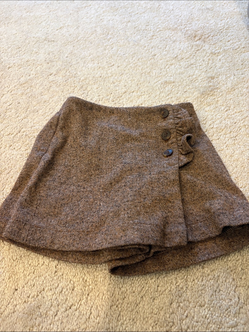 Brown Tweed Wrap-Style kids skort